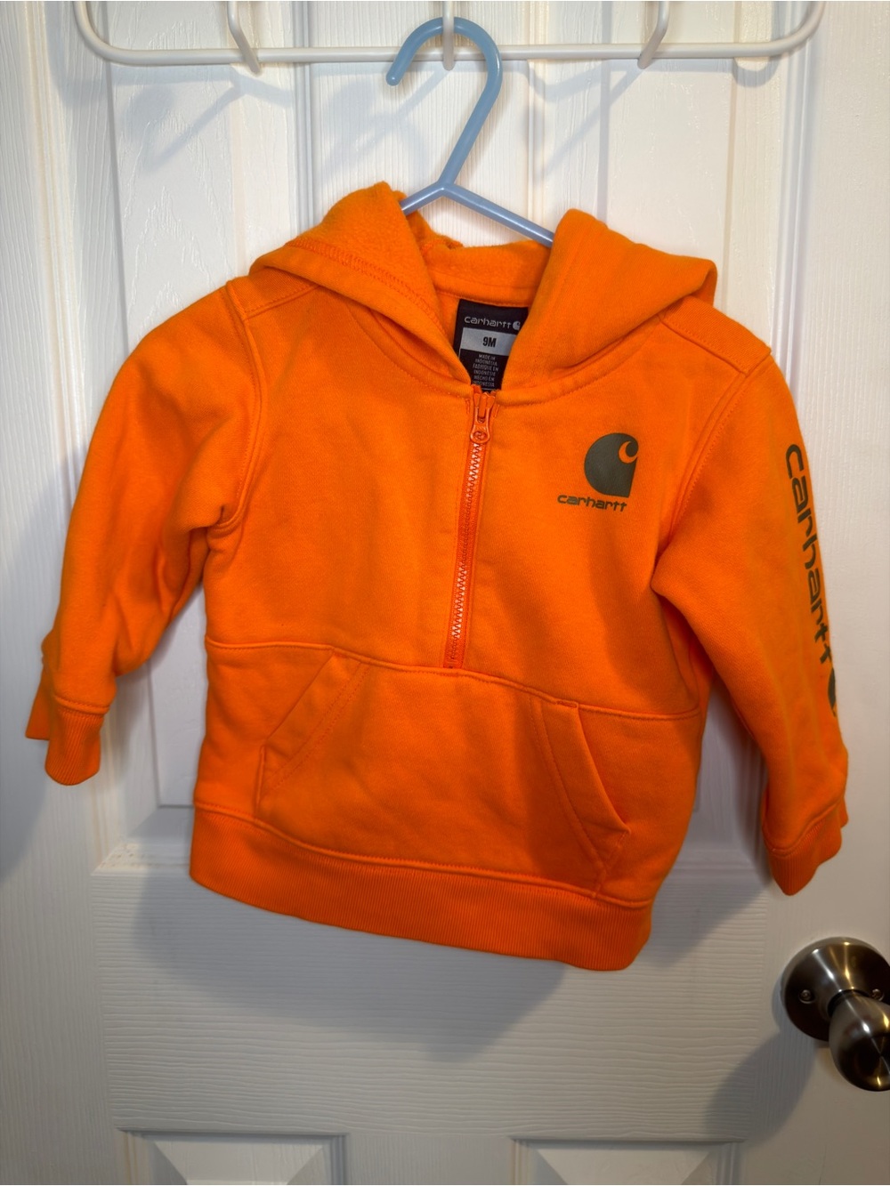 Carhartt Baby Bright Orange Half-Zip Hooded Sweatshirt